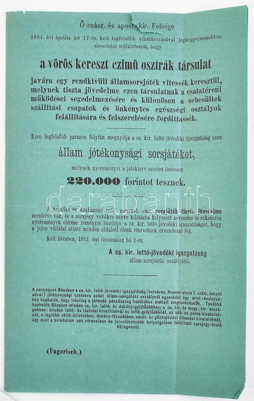 1881 A Vöröskereszt sorsjáték hirdetménye 4 p - Image 3