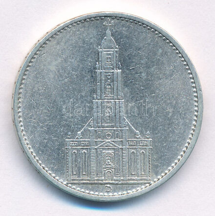 Német Harmadik Birodalom 1934D 5M Ag 'Garnisonkirche' T:2,2- German Third Reich 1934D 5 Reichsmark Ag 'Garnisonkirche' C:XF,VF Krause KM#83