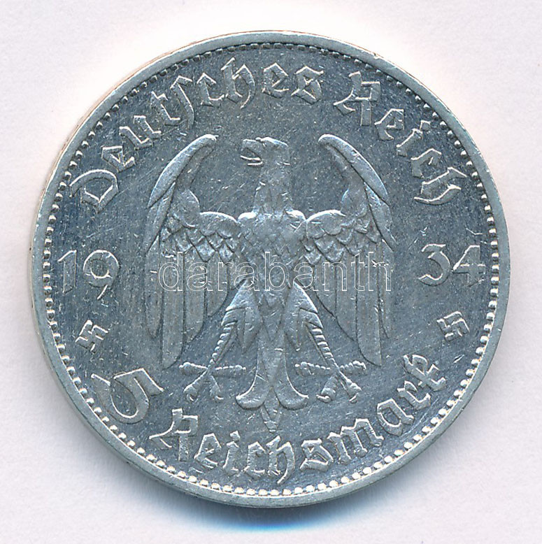 Német Harmadik Birodalom 1934D 5M Ag 'Garnisonkirche' T:2 German Third Reich 1934D 5 Reichsmark Ag 'Garnisonkirche' C:XF Krause KM#83 - Image 2