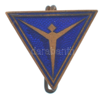 DN Háromszögletű (kitárt karú ember?) kék zománcos bronz jelvény (17x17mm) T:1
