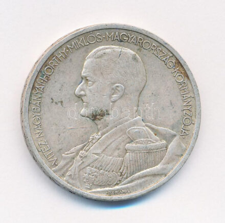 1939. 5P Ag 'Horthy balra' T:2,2- patina, ph, karc Adamo P8.2