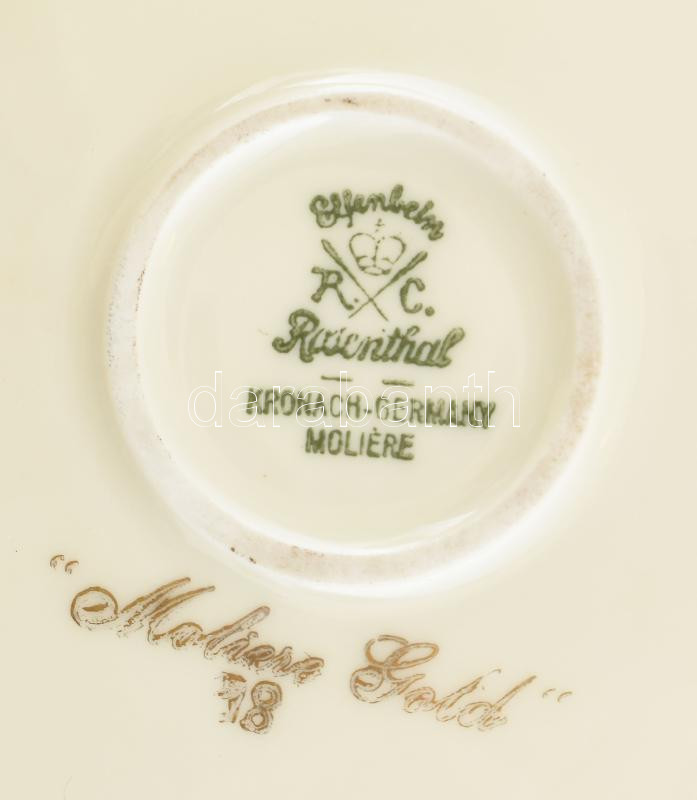 Rosenthal aranyozott porcelán tálka. Matricás, jelzett, kis kopással, hajszálrepedéssel, d: 15,5 cm - Image 2