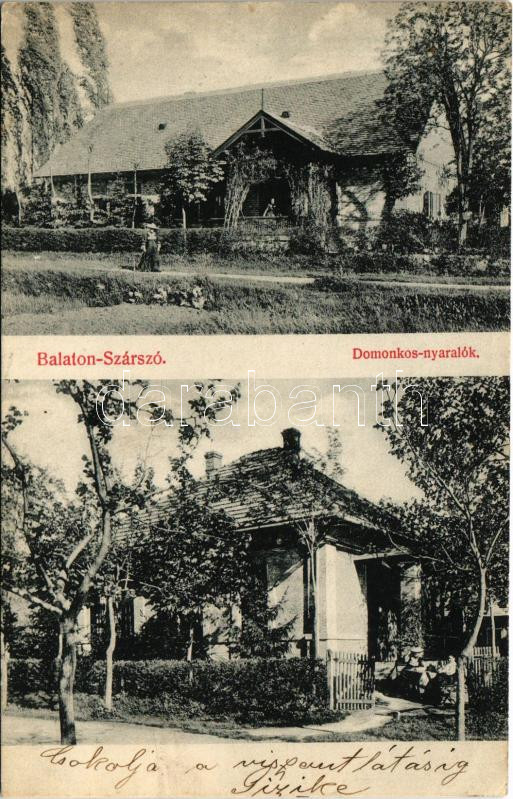 1910 Balatonszárszó, Domonkos nyaralók. Márkus Benő kiadása