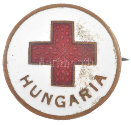 DN. 'Hungaria' vöröskeresztes zománcozott bronz jelvény (18mm) T:2 zománchiba Hungary ~1940. 'Hungaria' enamelled bronze badge of the Red Cross (18mm) C:XF enamel error