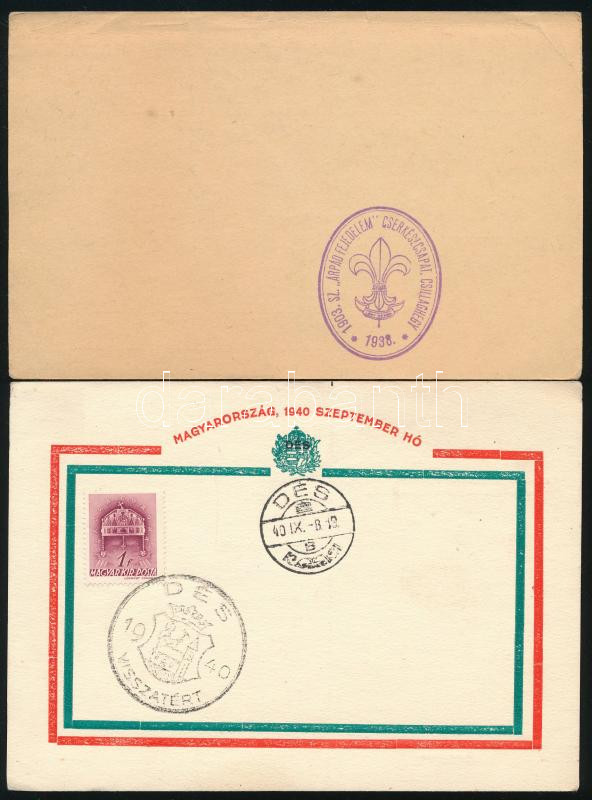 1903-1935 4 db cserkész levelezőlap és nyomtatvány