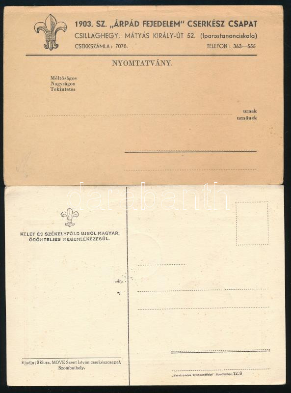 1903-1935 4 db cserkész levelezőlap és nyomtatvány - Image 2