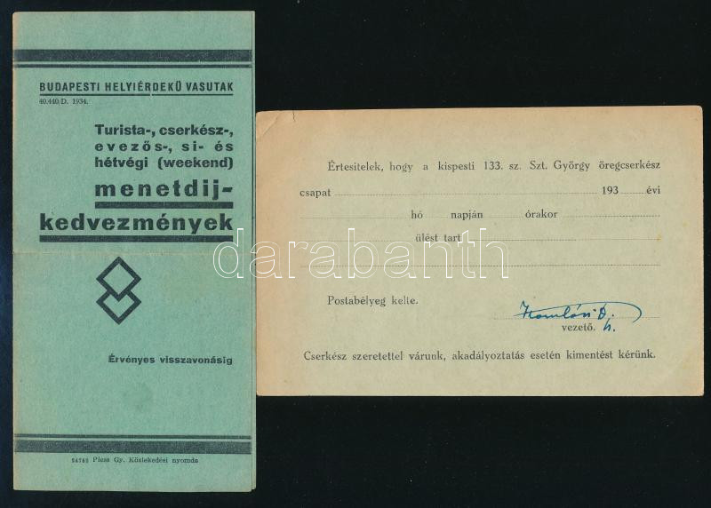 1903-1935 4 db cserkész levelezőlap és nyomtatvány - Image 3
