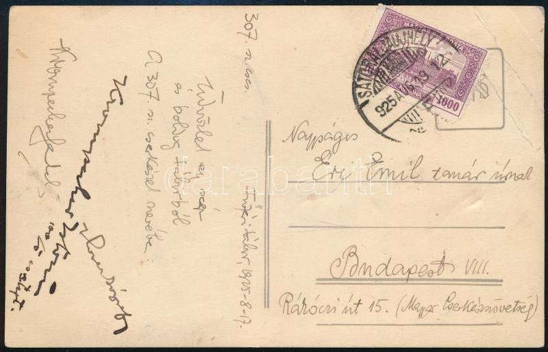 1925 A 307. sz. cserkészcsapat 'Fűzéri táborából' küldött képeslap