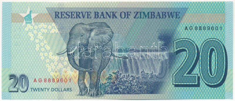 Zimbabwe 2020. 20$ 'AG8889601' T:I Zimbabwe 2020. 20 Dollars 'AG8889601' C:UNC Krause P#104 - Image 2