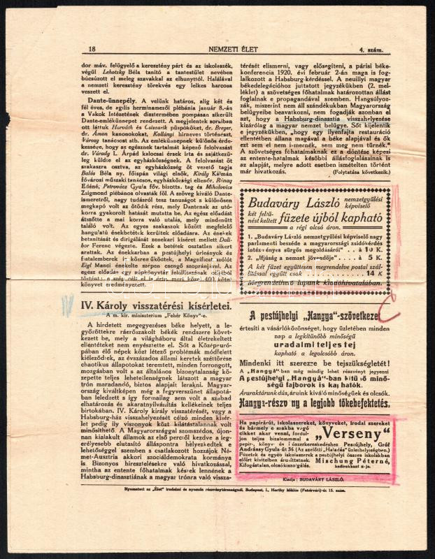 1922 A Nemzeti élet c. keresztény nemzetvédelmi lap 4. száma - Image 4