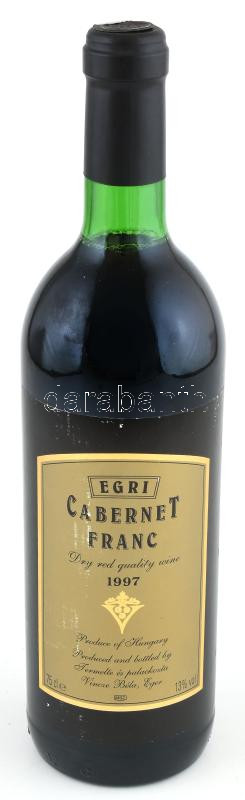 1997 Vincze Béla Egri Cabernet Franc. Pincében, szakszerűen tárolt, bontatlan palack száraz vörösbor, a címkén kis kopásnyomokkal, 13%, 0,75 l.