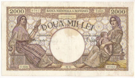 Románia 1944. 2000L T:III beszakadások, fo. Romania 1944. 2000 Lei C:F tears, spotted Krause P#54