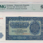 NDK 1948. 100M 'C0795170' eredeti, de levágott PMG csíkkal T:65 (I-) GDR 1948. 100 Mark 'C0795170' with original, but cutted PMG streak C:65 (AU) Krause 15