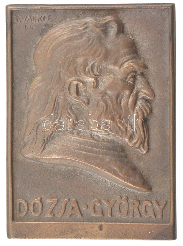 Solymári Valkó László (1909-1984) 1954. 'Dózsa György' bronz plakett (64x88mm) T:1-