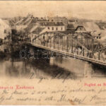 1899 (Vorläufer) Károlyváros, Karlovac; Pogled na Baniju / híd / bridge, general view + kétnyelvű bélyegző / bilingual cancellation (fl)