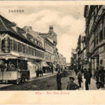Zagreb, Agram, Zágráb; Ilica, Rue Ilica (Corso) / utca, villamos, üzletek / street view, tram, shops (EK)