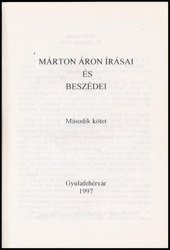 Márton Áron írásai és beszédei I-II. Gyulafehérvár, 1996-97, k.n.. Kiadói papírkötés, kissé kopott borítóval. - Image 2