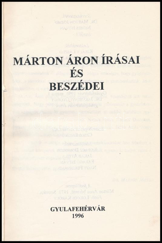 Márton Áron írásai és beszédei I-II. Gyulafehérvár, 1996-97, k.n.. Kiadói papírkötés, kissé kopott borítóval. - Image 3