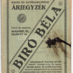 1922 Bíró Béla kocsi- és autóalkatrész árjegyzék, foltos, szakadással, 72p