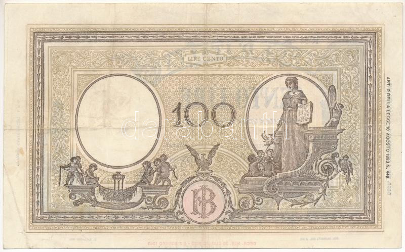 Olaszország 1943.10.08. 100L 'R51 019287' T:III Italy 08.10.1943. 100 Lire 'R51 0192787' C:F Krause P#67 - Image 2