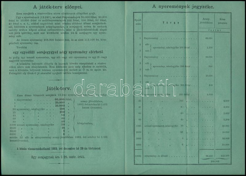 1883 Állami sorsjáték hirdetménye 4 p - Image 2