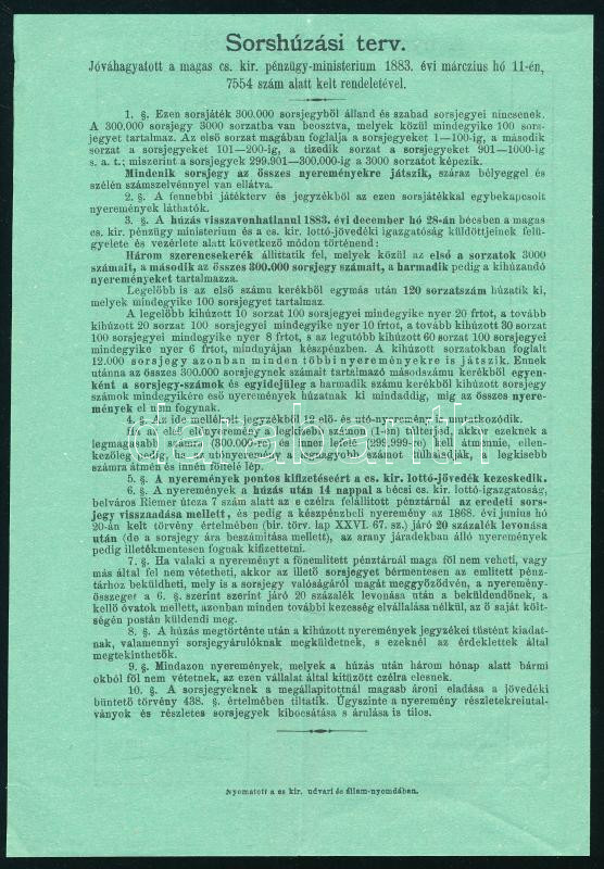 1883 Állami sorsjáték hirdetménye 4 p - Image 3