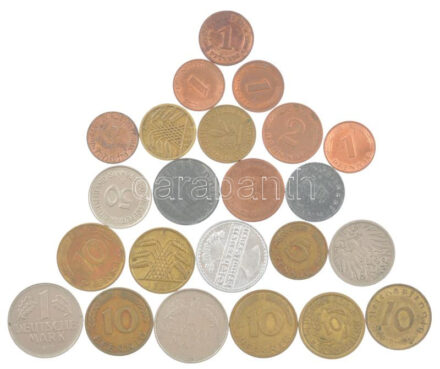 Német Birodalom 1875-1944. 1p - 50p (11xklf) + Német Szövetségi Köztársaság 1949-1992. 1p - 1M (12xklf) T:1- - 2- German Empire 1875-1944. 1 Pfennig - 50 Pfennig (11diff) + German Federal Republic 1949-1992. 1 Pfennig - 1 Mark (12diff)