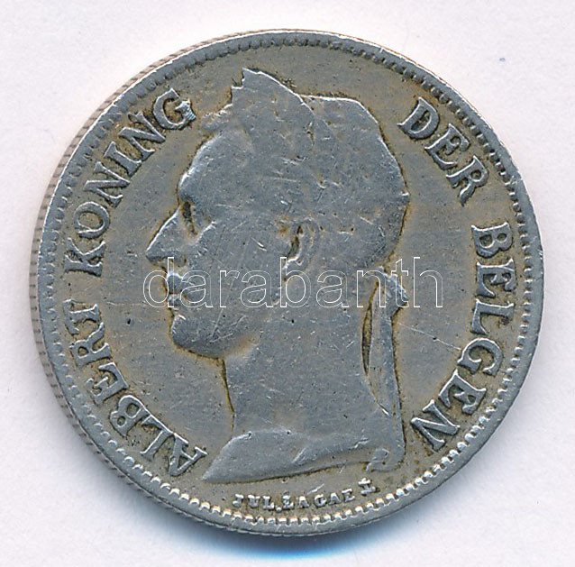 Belga-Kongó 1926. 50c Cu-Ni 'I. Albert' T:2-,3 Belgian Congo 1926. 50 Cents Cu-Ni 'Albert I' C:VF,F Krause KM#23