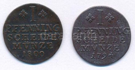 Német Államok / Brunswick-Wolfenbuttel 1794MC 1pf Cu + 1800MC 1pf Cu T:2- German States / Brunswick-Wolfenbuttel 1794MC 1 Pfennig Cu + 1800MC 1 Pfennig Cu C:VF Krause KM# 995