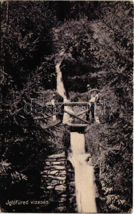 1907 Iglófüred, Spisská Nová Ves Kupele, Novovesské Kúpele; vízesés. Wlaszlovits Gusztáv kiadása / waterfall