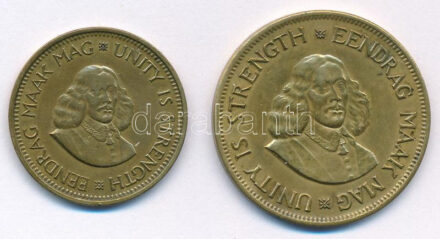 Dél-Afrika 1961. 1c sárgaréz + 1962. 1/2c sárgaréz T:1- South Africa 1961. 1 Cent brass + 1962. 1/2 Cent brass C:AU Krause KM#56, KM#57