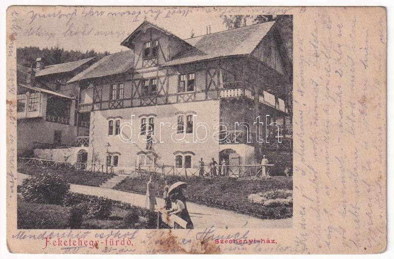 1904 Feketehegy-fürdő, Feketehegy, Schwartzenberg, Cernohorské kúpele (Merény, Vondrisel, Nálepkovo); Széchenyi ház / villa, spa (ázott / wet damage)