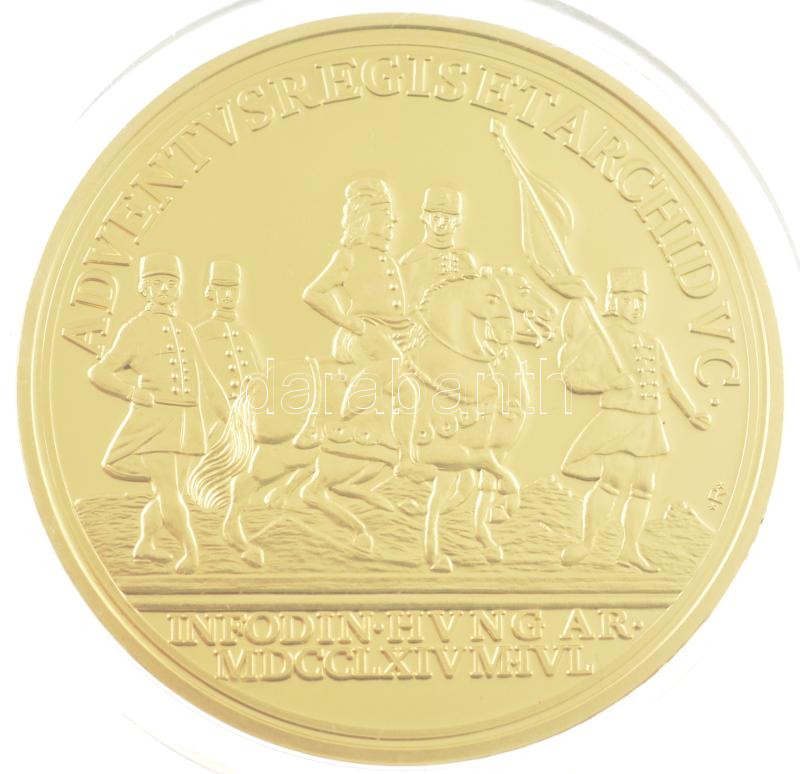 DN 'Magyar Aranyóriások - II. József, bányalátogatói érem, 5 Dukát 1764' aranyozott Cu utánveret T:PP