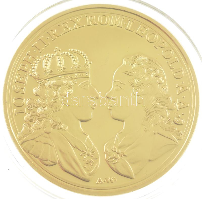 DN 'Magyar Aranyóriások - II. József, bányalátogatói érem, 5 Dukát 1764' aranyozott Cu utánveret T:PP - Image 2