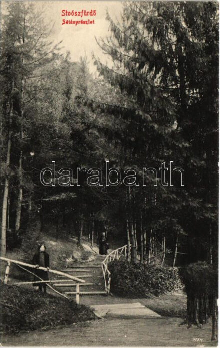 Stószfürdő, Stoósz-fürdő, Kúpele Stós; Sétány részlet. Wlaszlovits Gusztáv kiadása / promenade, spa