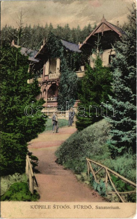 1925 Stószfürdő, Stoósz-fürdő, Kúpele Stós; Sanatorium / Szanatórium, Republika villa. Halász felvétele / sanatorium, villa, spa (EK)