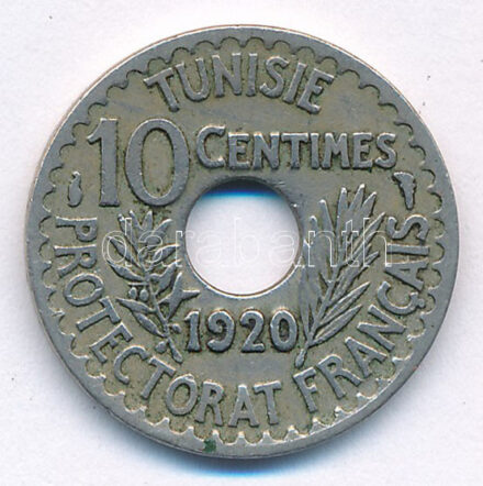 Tunézia 1920. 10c Ni-sárgaréz T:2,2- Tunisia 1920. 10 Centimes Ni-brass C:XF,VF Krause KM#243