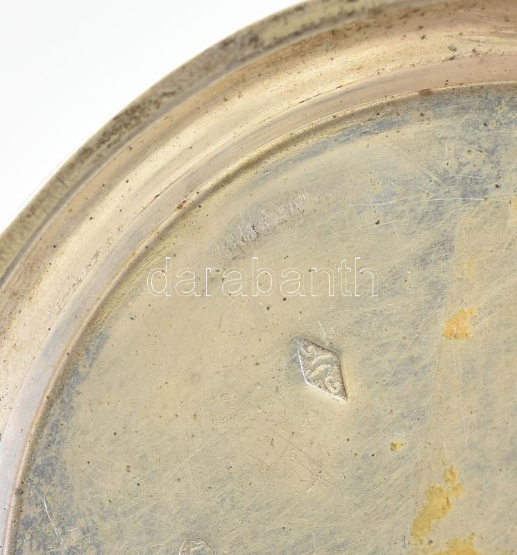 Ezüst (Ag) kulcsos zsebóra. Hibátlan számlap, szép állapotban, kulccsal, jelzett, működik d: 46 mm - Image 4