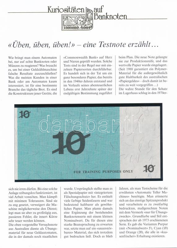 Ausztrália 1973. kísérleti pénznyomat, anyagpróba, német nyelvű leírással T:I- Australia 1973. experimental money printing, material test, with german description C:AU