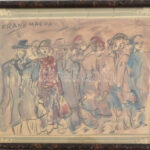 Frank Magda jelzéssel: Sárga csillagosok. Akvarell, ceruza, papír. Üvegezett fakeretben. 19x25 cm