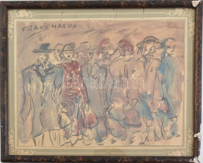 Frank Magda jelzéssel: Sárga csillagosok. Akvarell, ceruza, papír. Üvegezett fakeretben. 19x25 cm