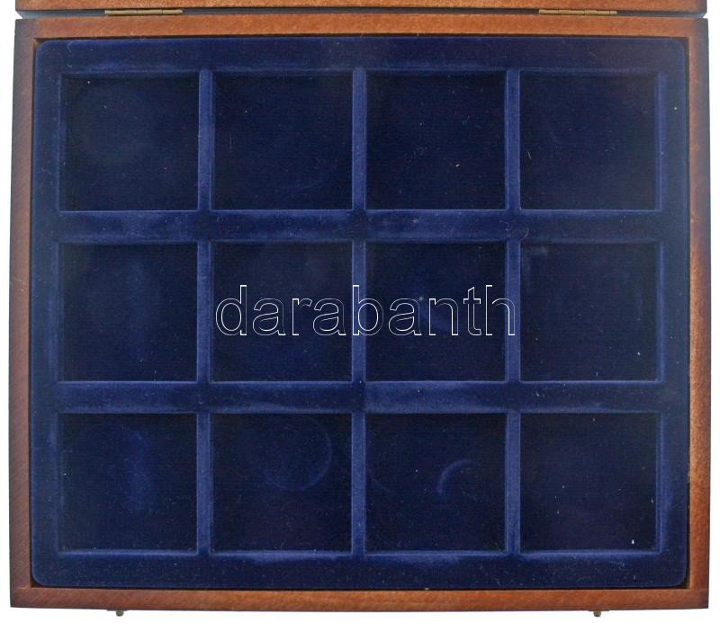 Faborítású éremtartó kazetta (~270x230mm), 12 férőhellyel (52x52mm átmérőjű fészkekkel). Használt, de jó állapotban - Image 2