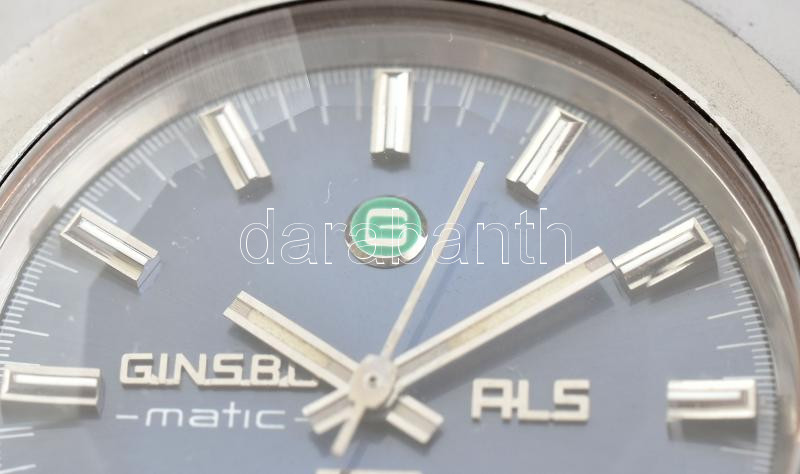 Ginsbo -matic RLS automata karóra ETA 2790 szerkezettel kissé kopott számlappal. Kaucsuk szíjjal. Működő, jó állapotban 40x45 mm - Image 2