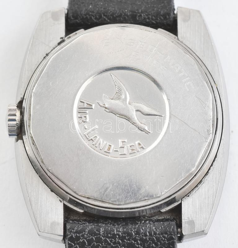 Ginsbo -matic RLS automata karóra ETA 2790 szerkezettel kissé kopott számlappal. Kaucsuk szíjjal. Működő, jó állapotban 40x45 mm - Image 3