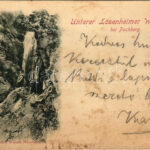 1899 (Vorläufer) Puchberg am Schneeberg, Unterer Losenheimer Wasserfall bei Puchberg / waterfall, tourists. A. Folk Kunsth. (fl)