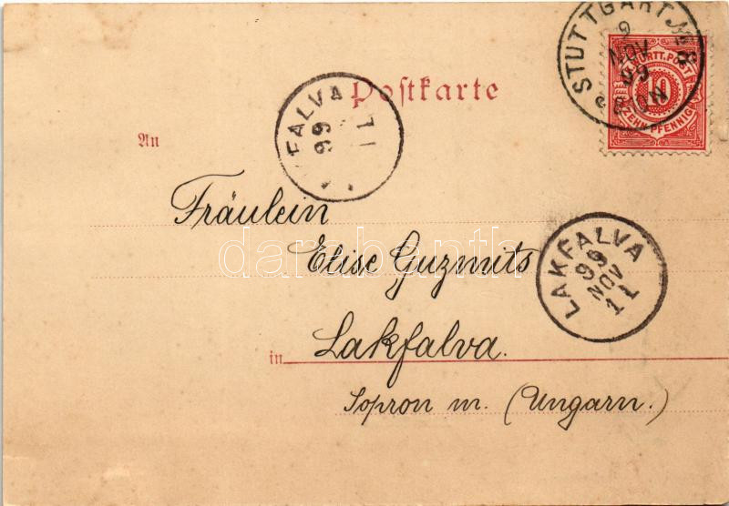 1899 (Vorläufer) Stuttgart, Altes Schloss / castle (small tear) - Image 2