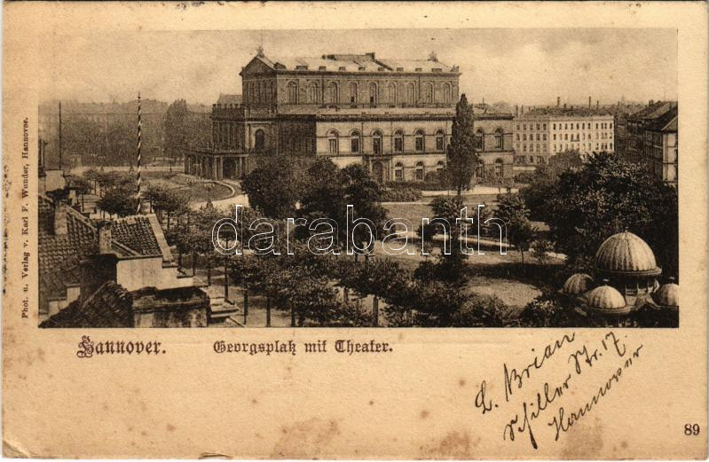 1899 (Vorläufer) Hannover, Georgsplatz mit Theater / square, theatre (fl)