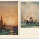 Aivazovsky - 26 db modern orosz művész képeslap tokban / 26 modern Russian art postcards in case