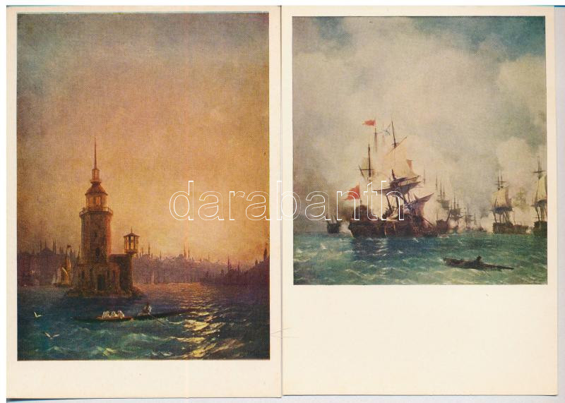 Aivazovsky - 26 db modern orosz művész képeslap tokban / 26 modern Russian art postcards in case