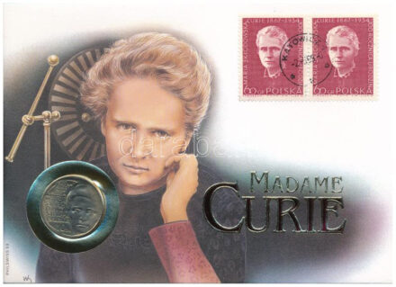 Lengyelország 1967. 10Zl Cu-Ni 'Madame Curie' érmés borítékban, bélyegzéses bélyeggel, német tájékoztató lappal T:1- Poland 1967. 10 Zlotych 'Madame Curie' in coin envelope with stamp and cancellation, with german description C:AU